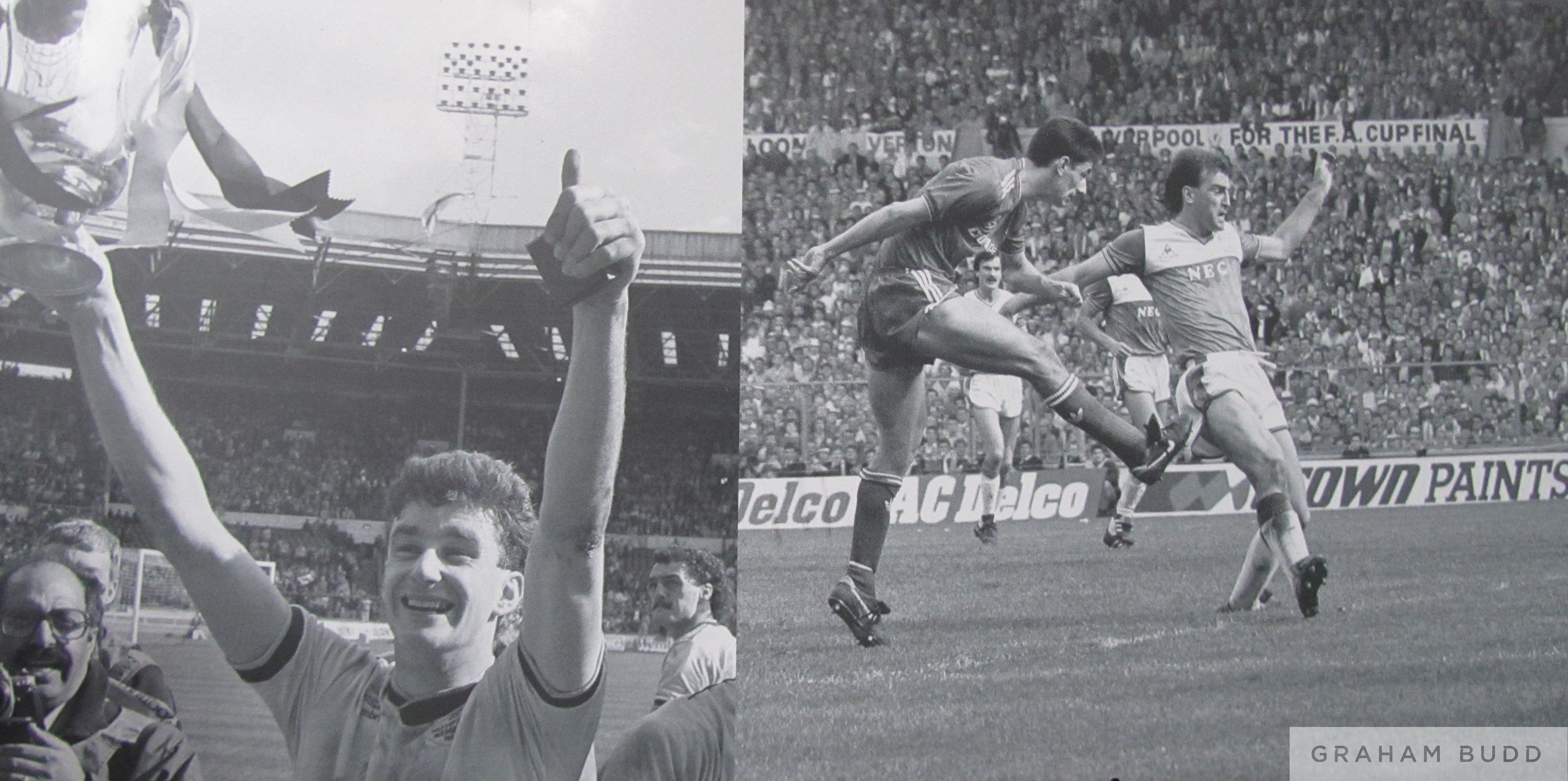 Liverpool's John Aldridge and Ian Rush in action, Wembley Stadium Sign,