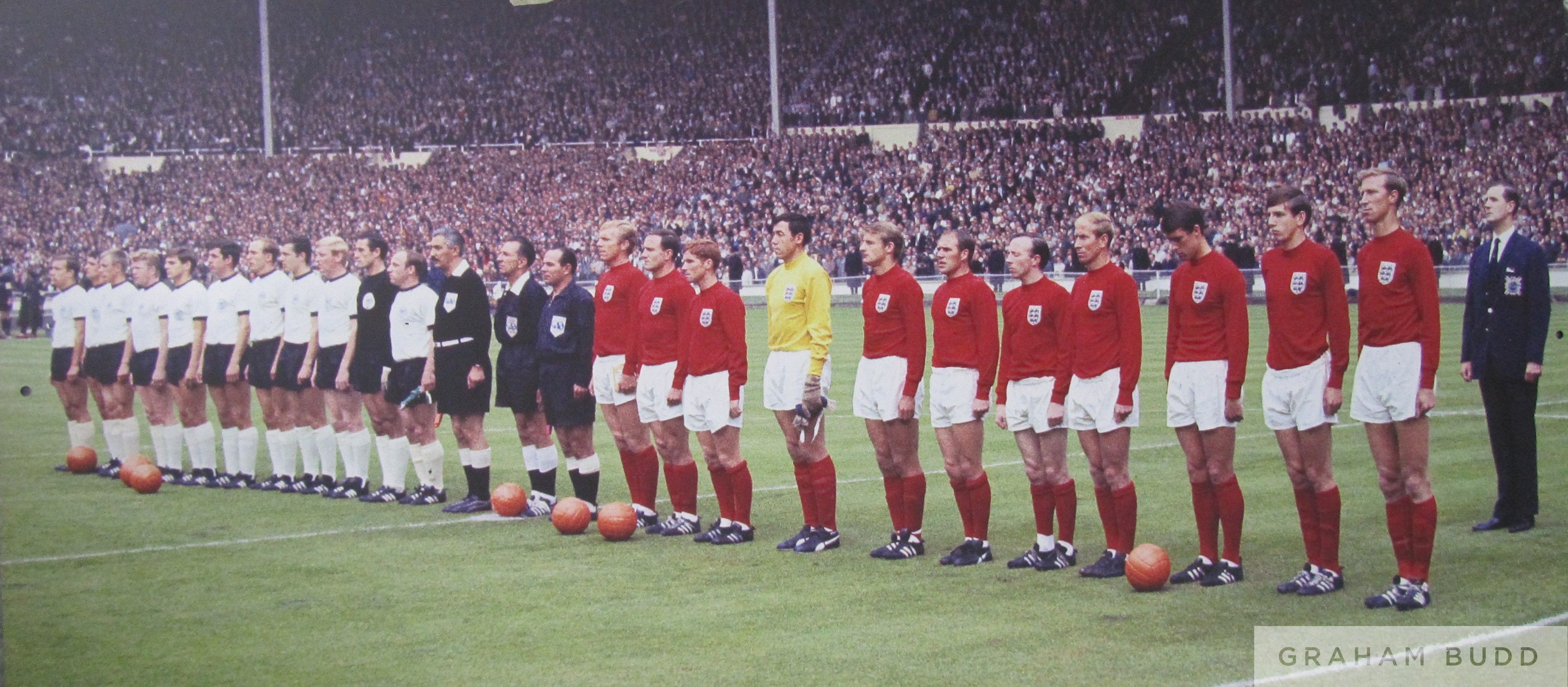 England v Germany 1966 World Cup Final team line-up, Wembley Stadium Sign,