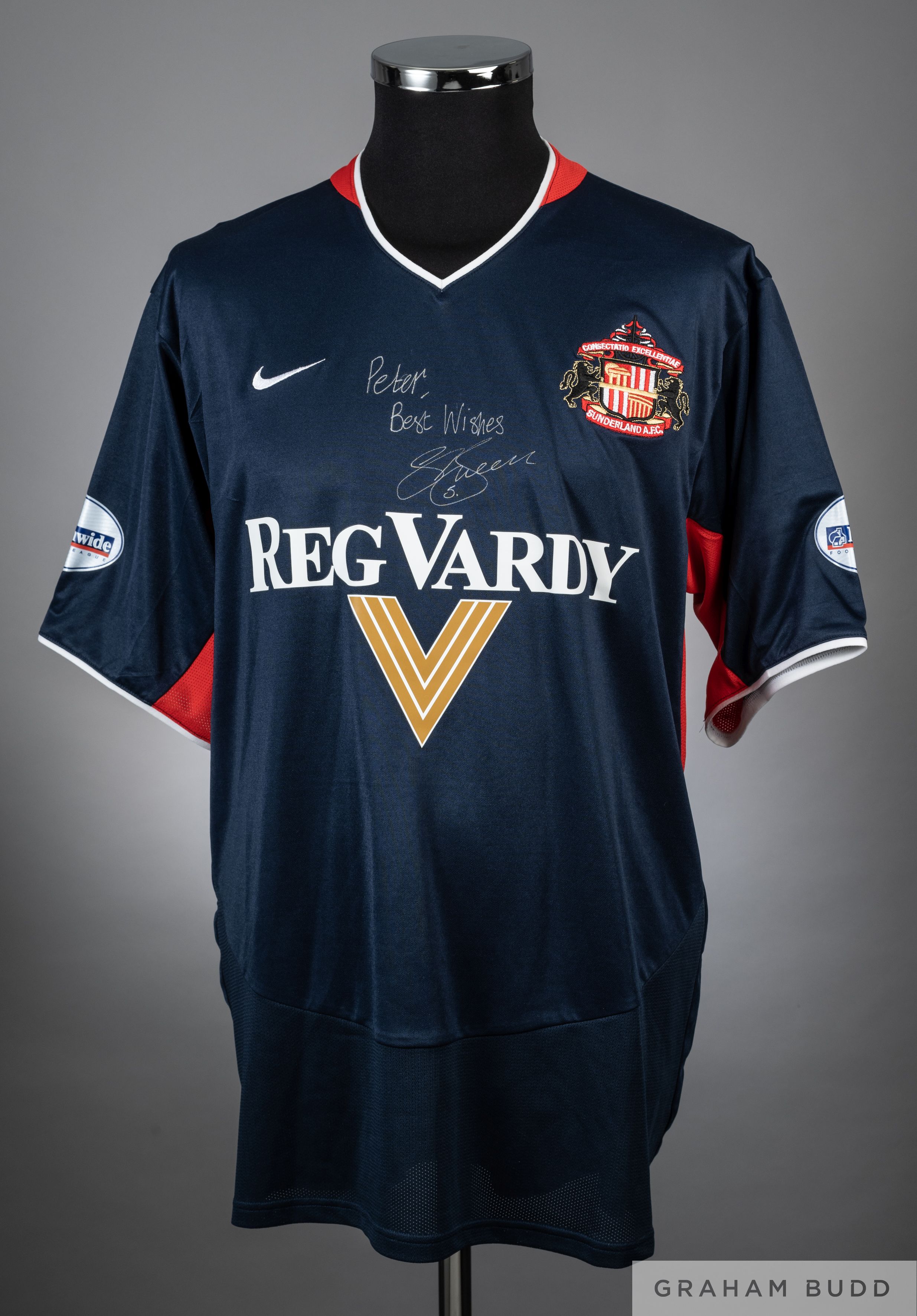 Gary Breen blue and red No.5 Sunderland short-sleeved shirt, 2003-03