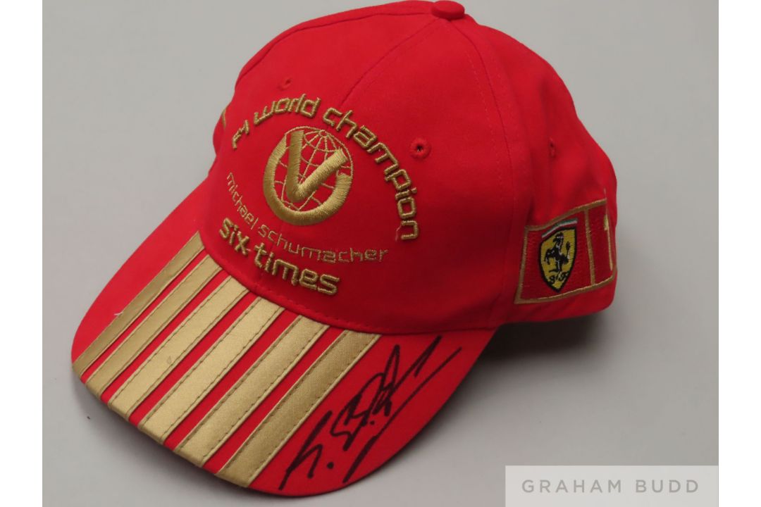 Michael Schumacher six-time F1 World Champion red Ferrari cap,