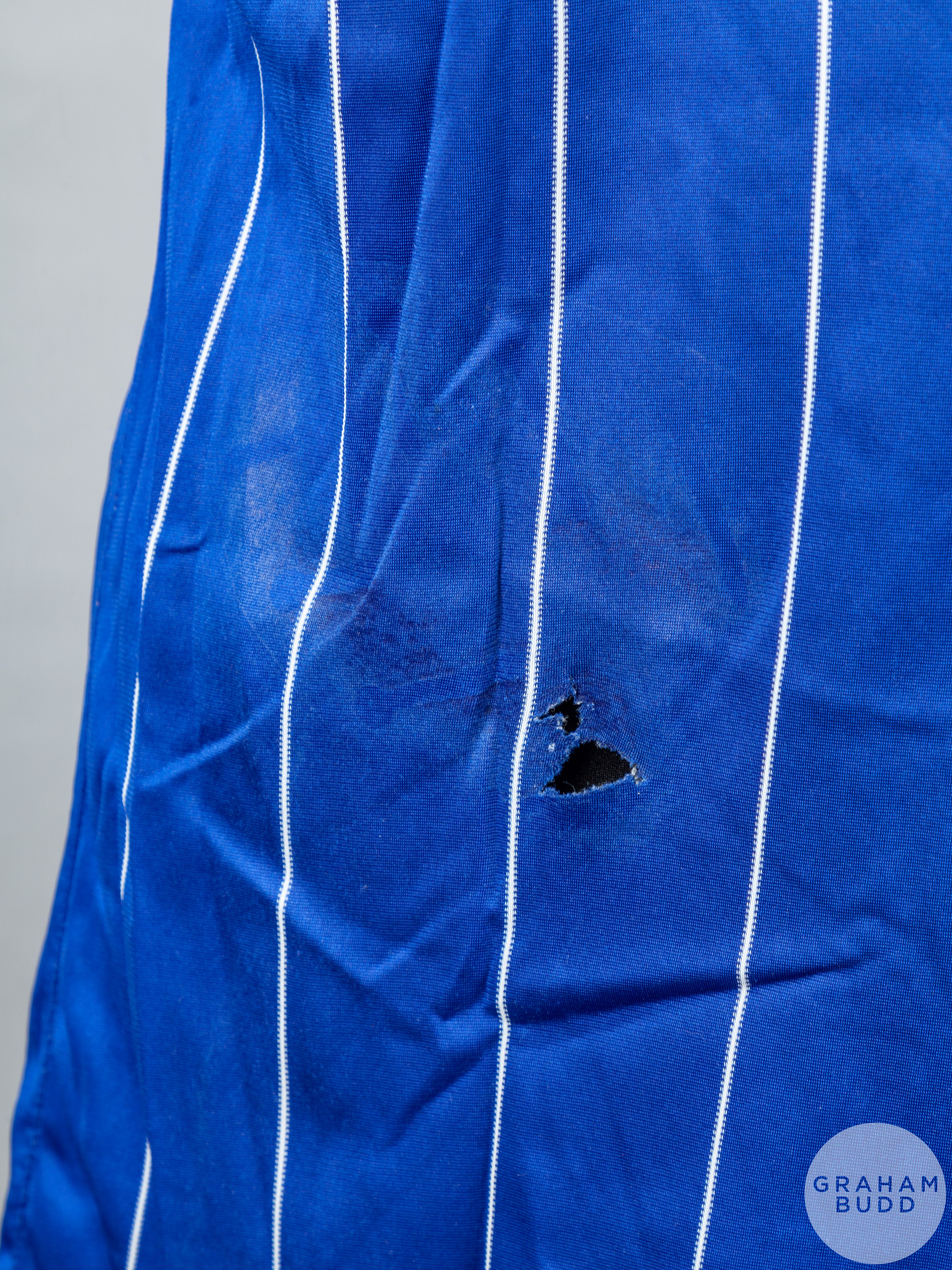 John McClelland blue and white No.3 Rangers match worn short-sleeved shirt, - Image 5 of 5