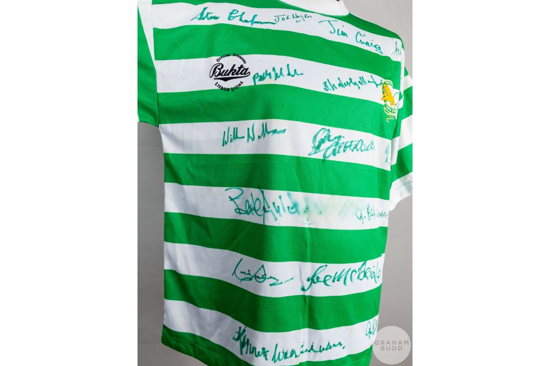 Green and white Celtic 25th Anniversary Lisbon Lion shirt, Bukta - Image 5 of 9