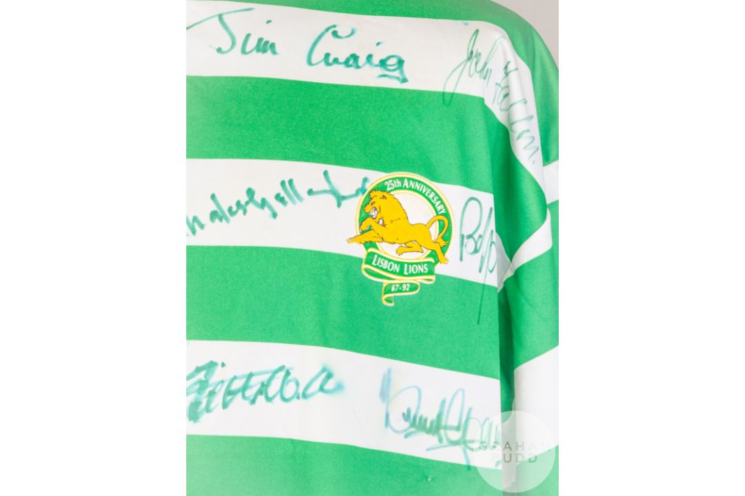 Green and white Celtic 25th Anniversary Lisbon Lion shirt, Bukta - Image 4 of 9