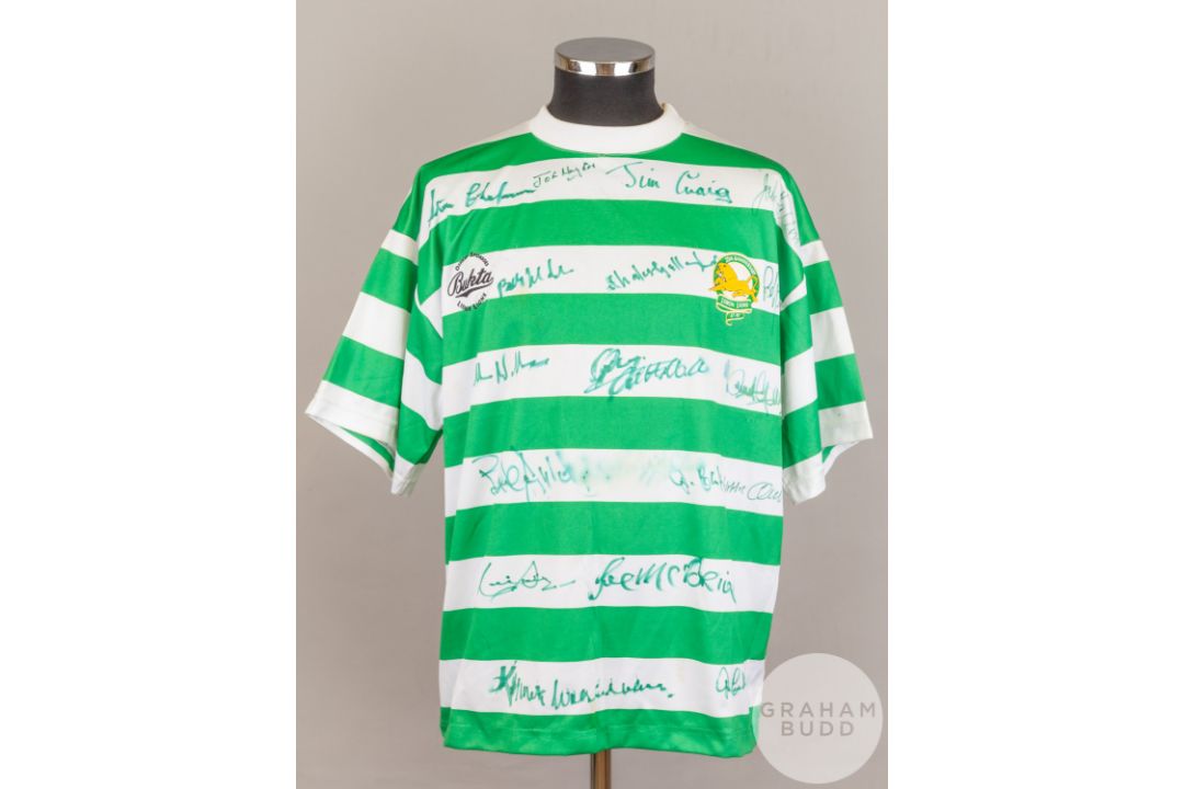 Green and white Celtic 25th Anniversary Lisbon Lion shirt, Bukta - Image 1 of 9