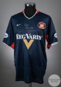 Gary Breen signed blue and red No.5 Sunderland short-sleeved shirt, 2003-03
