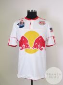 Douglas Mendes white and red No.4 New York Red Bull match worn short-sleeved shirt, 2010