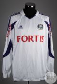 Goran Lovvren white No.7 Anderlecht long sleeved shirt, 2008-09