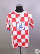 White and red Croatia No.14 home shirt, 2004,