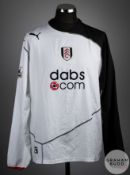 Carlos Bocanegra white and black No.34 Fulham long-sleeved shirt, 2004-05