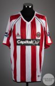 David Unsworth red and white No.3 Sheffield United short sleeved shirt 2006-07
