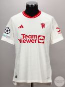 Kobbie Mainoo white Manchester United No.37 third choice shirt, season 2023-34,