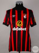 Dominic Solanke signed red & black striped Bournemouth No.9 home shirt, season 2023-24,