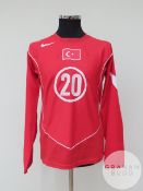 Red and white Turkey no.20 home shirt, 2004,