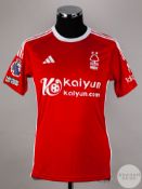 Morgan Gibbs-White signed red & white Nottingham Forest No.10 home shirt, season 2023-24,