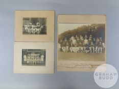 Sepia-toned team line-up photograph of Northamptonshire v. Australians Imperial Force