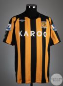 Bernard Mendy orange and black No.15 Hull City short sleeved shirt 2008-09