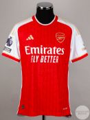 Declan Rice signed red & white Arsenal No.41 home shirt, season 2023-24,