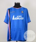 David Belenguer blue No.4 Getafe UEFA Cup match worn short-sleeved shirt, 2007