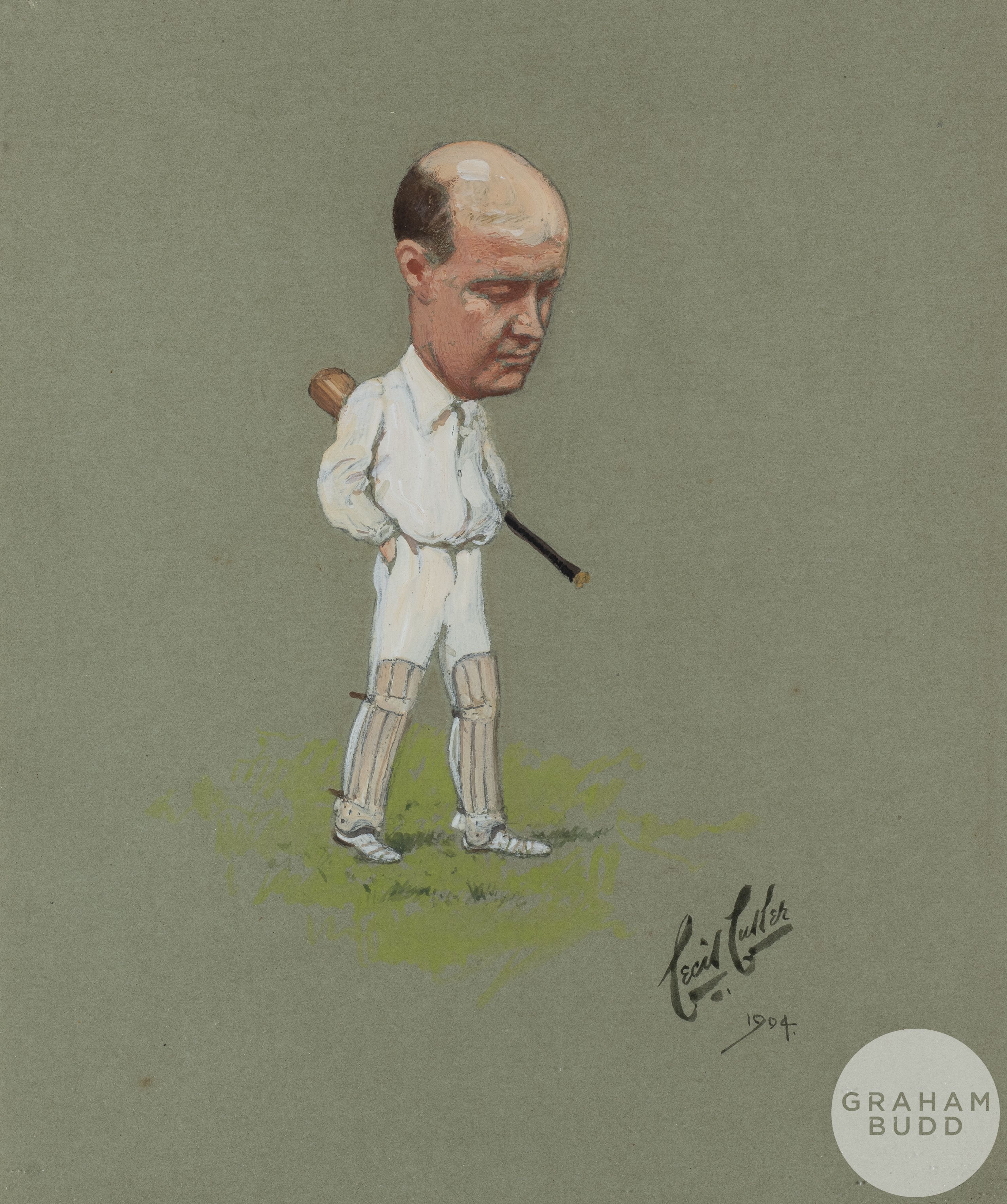 Cecil E. Cutter 'Cricketer', dated 1904,