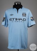 Samir Nasri sky blue No.8 Manchester City match worn short-sleeved shirt, 2012-13