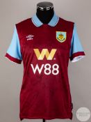 Squad signed claret & blue Burnley home shirt, season 2023-24,