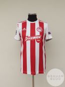 Thanasis Androutsos white and red Olympiacos no.32 home shirt, 2019-20,