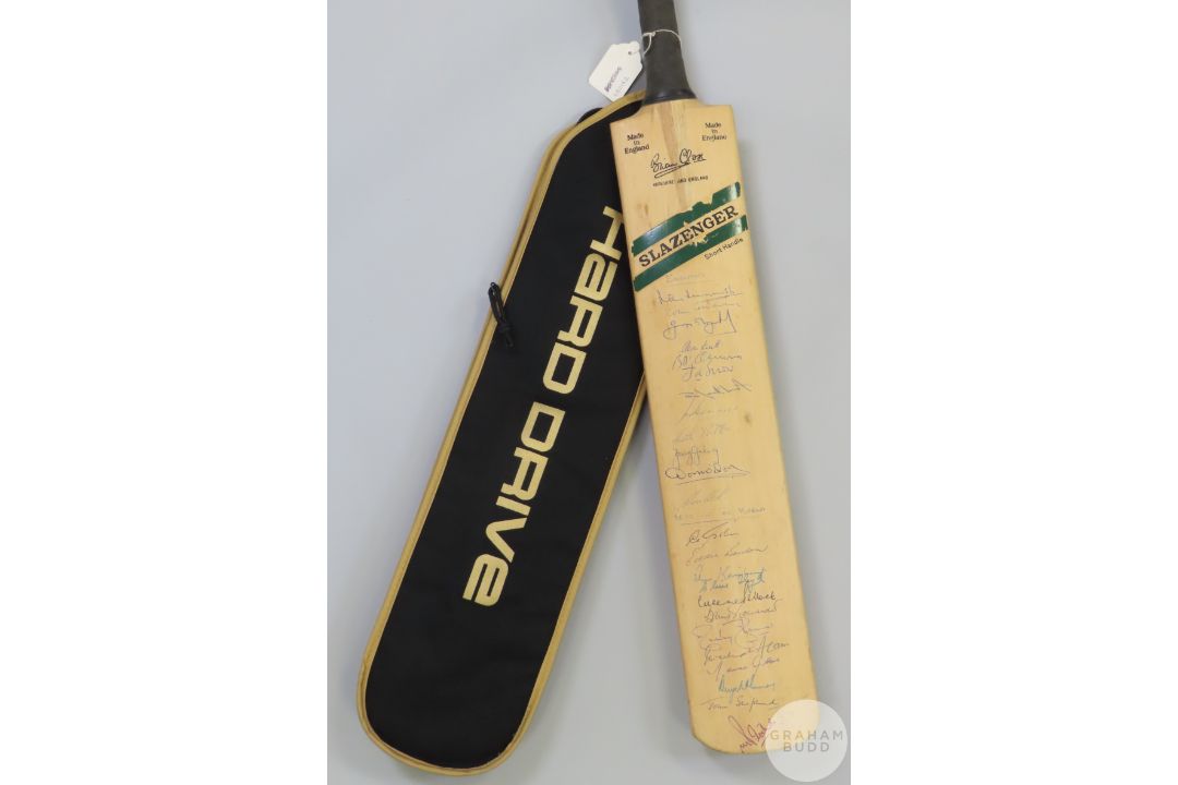 England v Rest of the World signed cricket bat, - Image 2 of 2