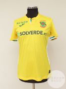 Stephen Eustaquio yellow, green and white Pacos de Ferreira no.46 shirt, 2021-22,
