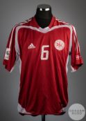 Red and white No.6 Denmark International short-sleeved shirt