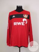 Yildiray Basturk red and black No.10 Bayern Leverkusen match worn long-sleeved shirt, 2003-04