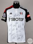 Squad signed white, black & red Fulham home shirts, season 2023-24,