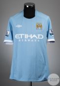 Nigel de Jong sky blue No.34 Manchester City match worn short-sleeved shirt, 2010