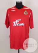 Pawel Brozek red and white No.23 Wizla Krakow match worn short-sleeved shirt, 2008-09