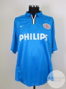 Adil Ramzi blue No.7 PSV Eindhoven match worn short-sleeved shirt, 2003-04