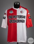 Gerard de Nooijer red and white No.26 Feyenoord short sleeved shirt, 2003-04