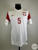 White and red Poland no.5 home shirt, 2010,