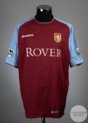Darius Vassell claret and blue No.10 Aston Villa match worn short-sleeved shirt, 2003-04