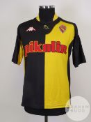Martin Vellisca black and yellow No.11 Real Zaragoza match worn short-sleeved shirt, 2001-02