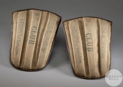 Pair of Stanley Matthews endorsed football shin pads circa 1950s,