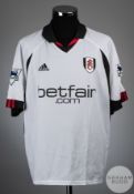 Steve Marlet signed white and black No.7 Fulham short-sleeved shirt, 2002-03