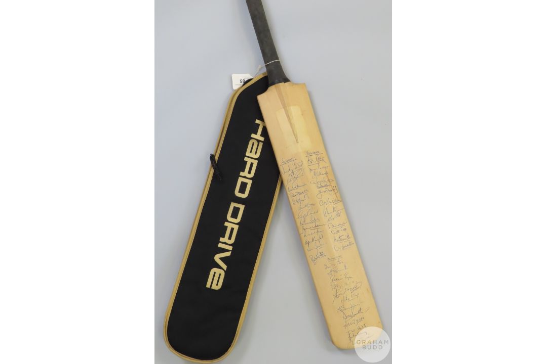 England v Rest of the World signed cricket bat, - Image 1 of 2