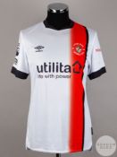 Ross Barkley signed white, orange & black Luton Town No.6 away shirt, season 2023-24,