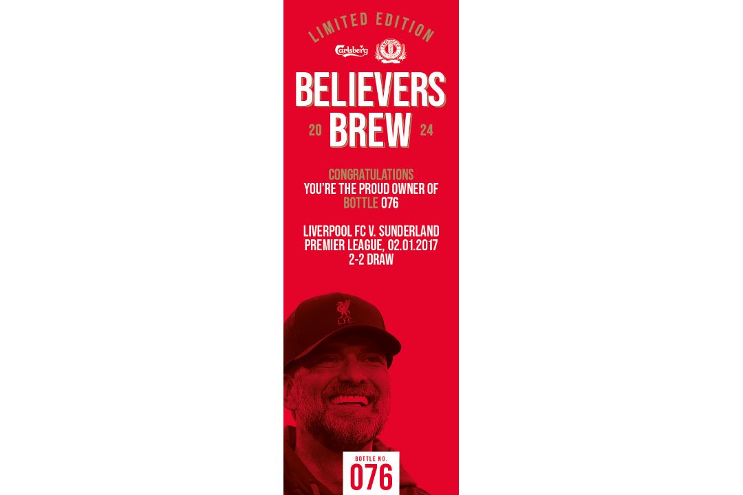 Bottle No.76: Liverpool FC v. Sunderland, Premier League, 02.01.2017, 2-2 Draw - Image 3 of 3