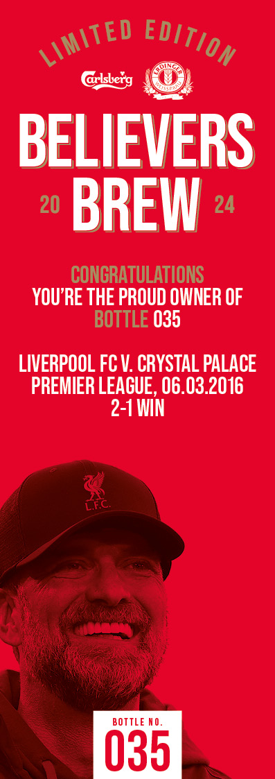 Bottle No.35: Liverpool FC v. Crystal Palace, Premier League, 06.03.2016, 2-1 Win - Image 3 of 3