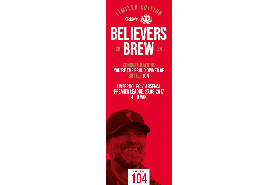Bottle No.104: Liverpool FC v. Arsenal, Premier League, 27.08.2017, 4 - 0 Win - Image 3 of 3