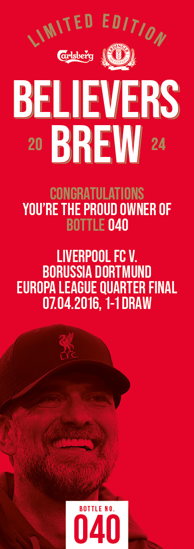 Bottle No.40: Liverpool FC v. Borussia Dortmund, Europa League Quarter Final, 07.04.2016, 1-1 Draw - Image 3 of 3