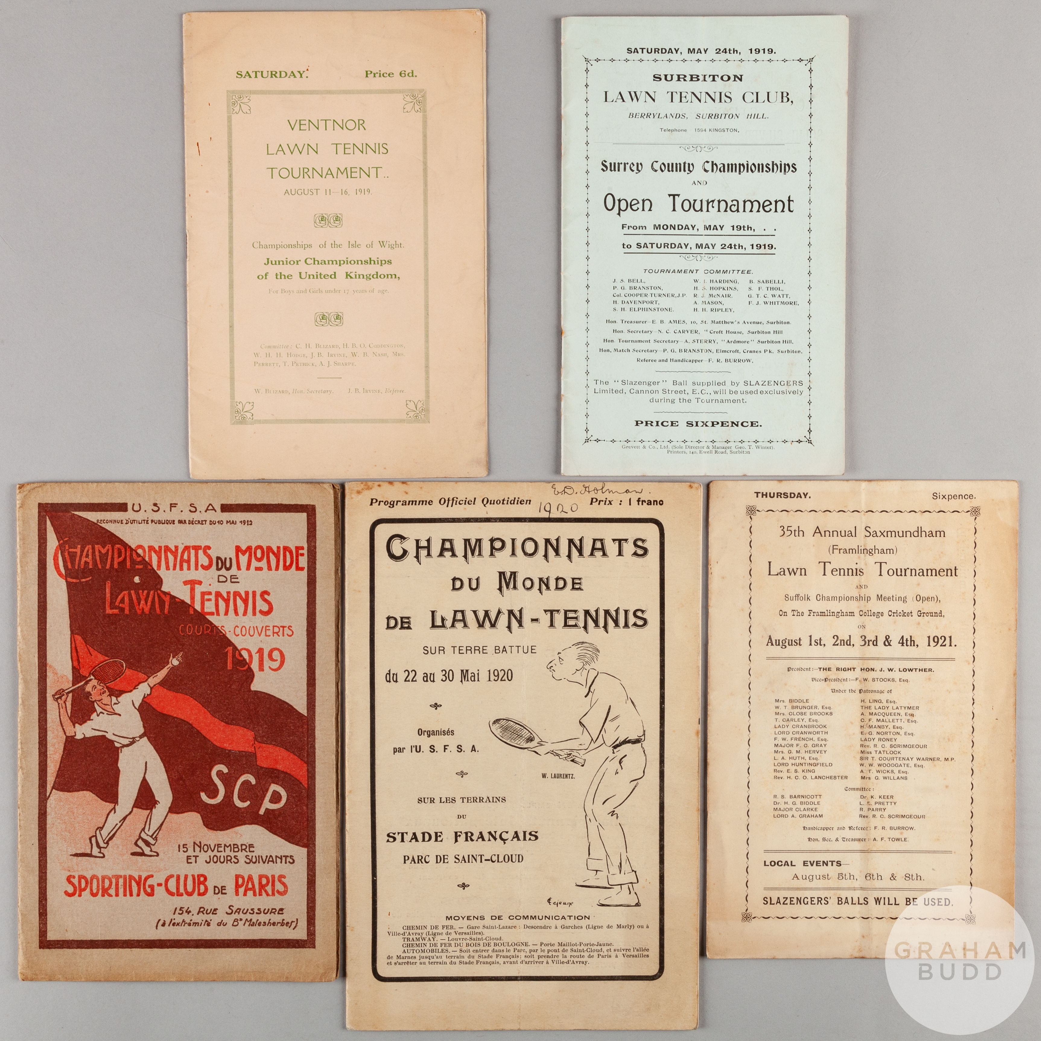 Edith "Dorothy" Holman five various tennis programmes