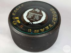 Ayrton Senna a Goodyear Eagle rear tyre with later glass top.