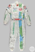 Jenson Button Honda 2008 Grand Prix race worn race suit by Alpine Stars.