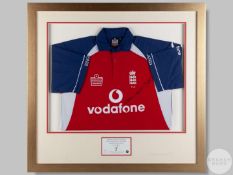 Blue & red Admiral short sleeved Andrew Flintoff Official England One Day shirt